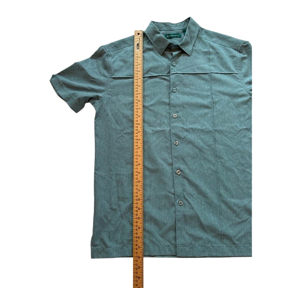 Cubavera Guayabera Shirt Men’s S Teal Blue Short Sleeve Button Front Resort - Picture 9 of 13